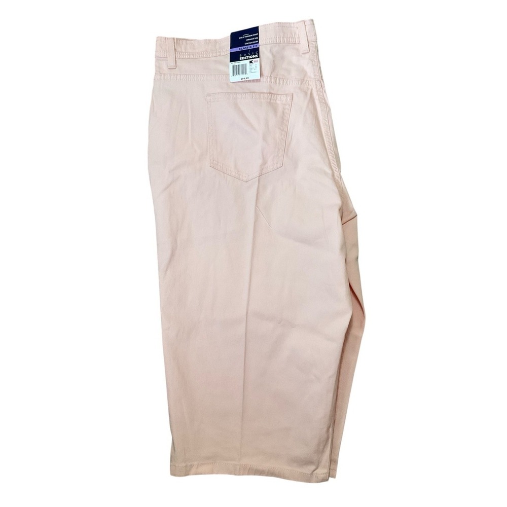 NWT Basic Editions Stretch Denim Capri Pants Women's Plus 20W Pink Classic Fit